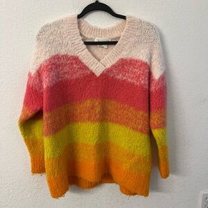 Anthropologie Simone striped merino wool alpaca sweater women size medium